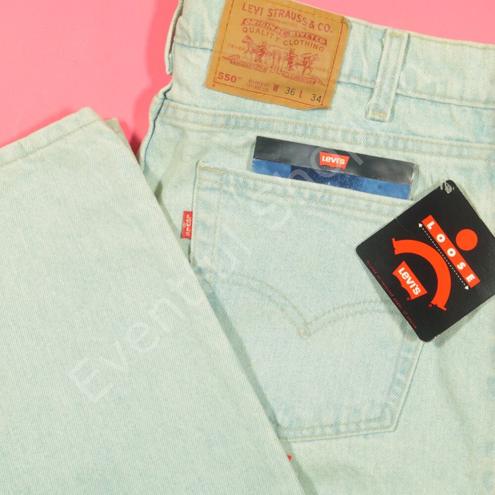 Vintage Levis 550 Jeans Mens 36 Blue Loose Relaxed Fit Tapered Leg 90s USA New